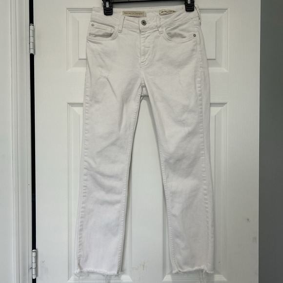 Anthro Pilcro Off-White Full Length High Rise Bootcut Jeans Size 26‎ - Picture 1 of 11